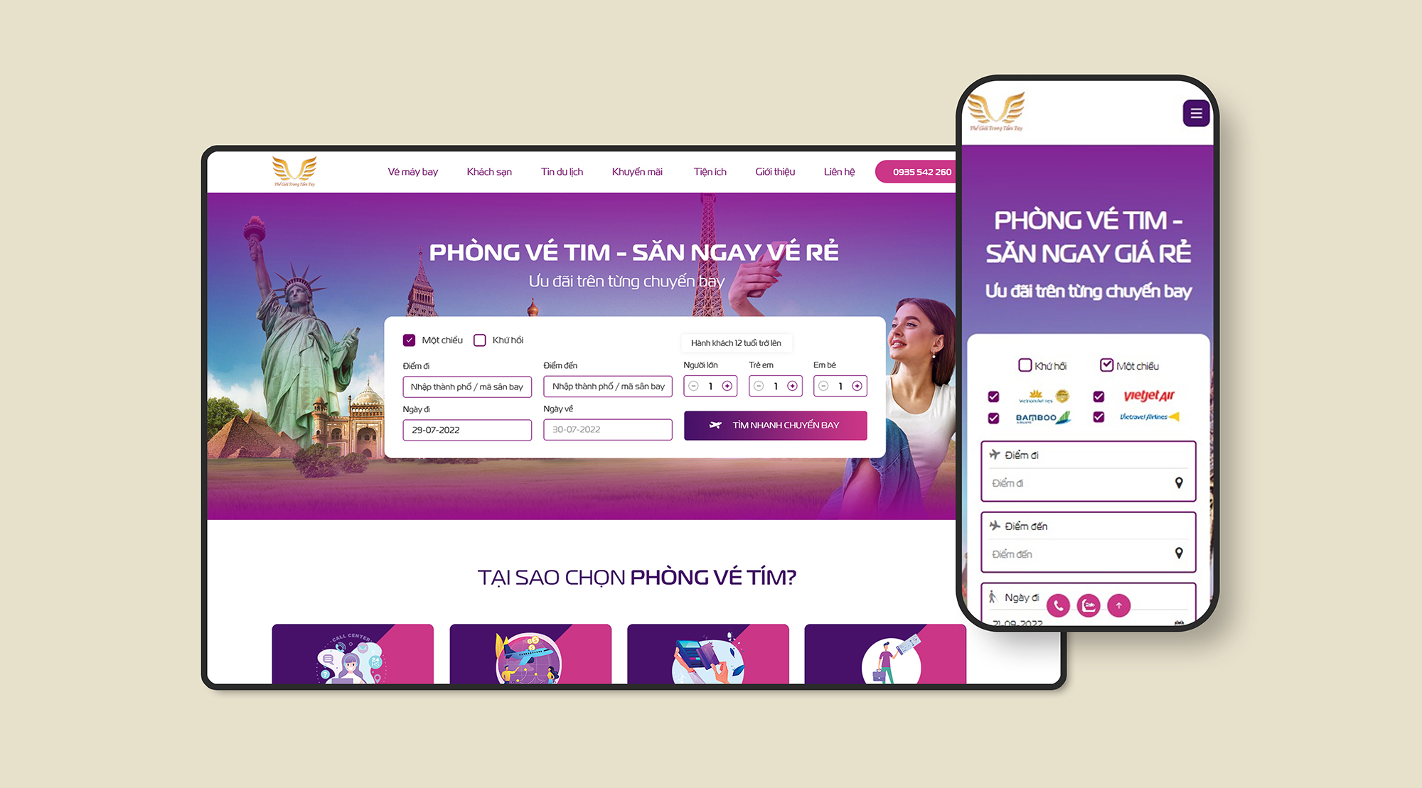 Thiết kế web Vé Máy Bay Nha Trang | PutaDesign